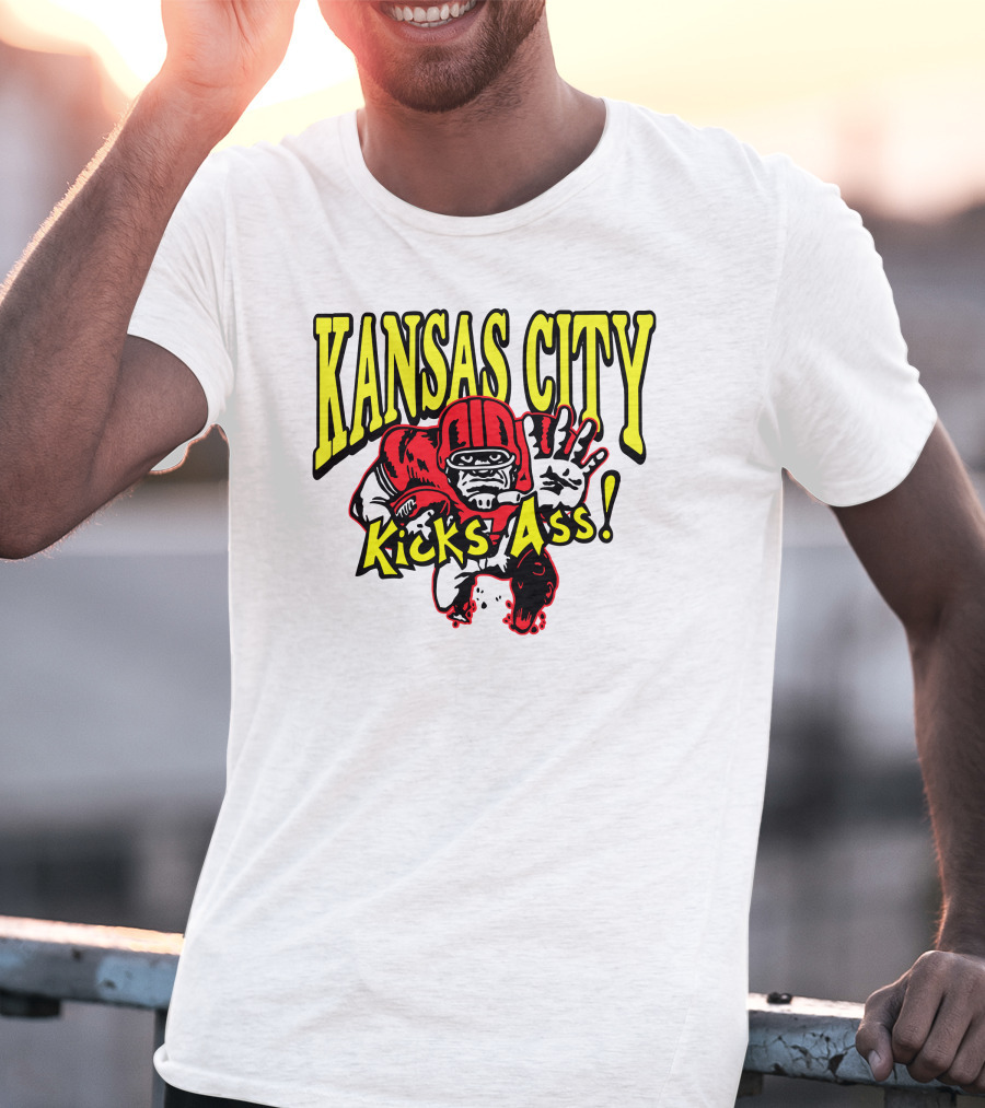 Kansas City Kicks Ass Red Football Player T-Shirt