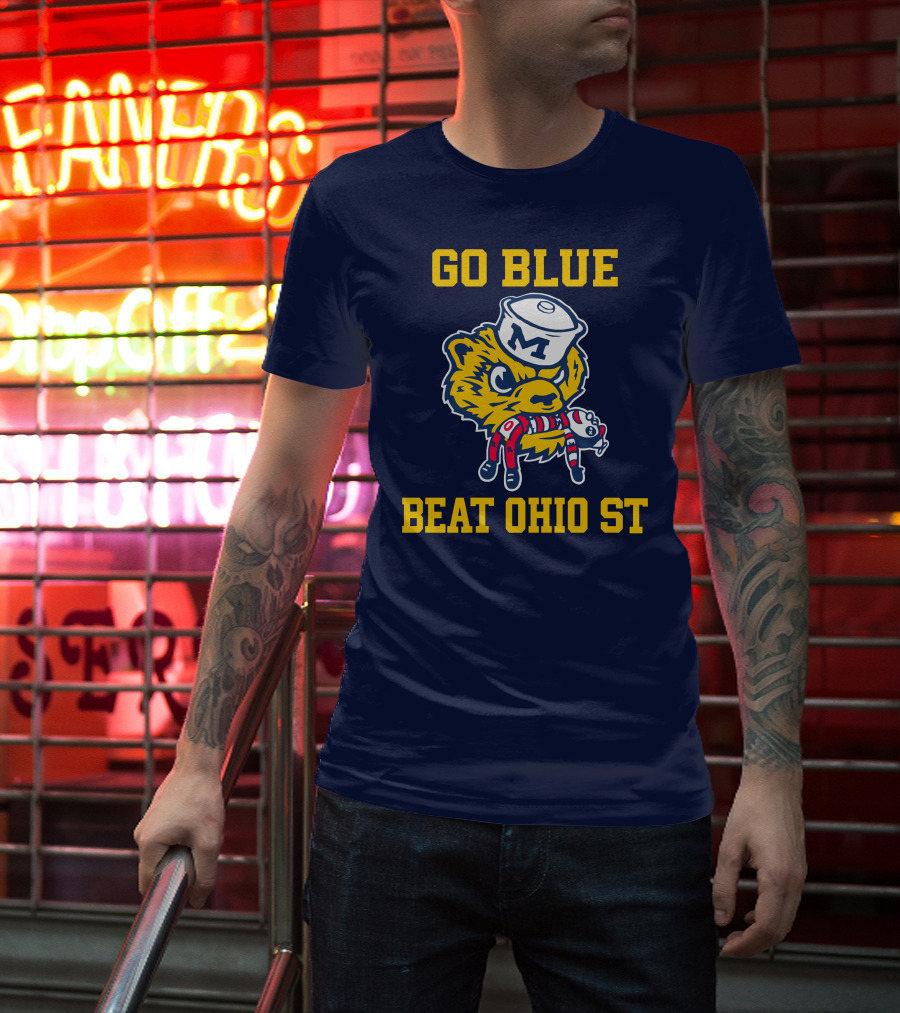 Go Blue Beat Ohio St Michigan Wolverine Victory Mascot Showdown T-Shirt