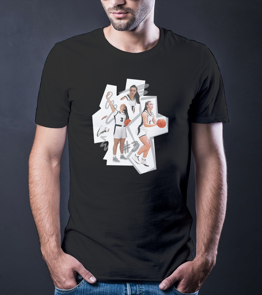 Kevin Huerter Wearing Meghan Huerter #3 Basketball Collage T-Shirt