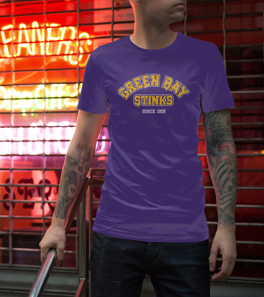Green Bay Stinks Since 1919 John Randle Purple Yellow Football Rivalry Joke T-Shirt