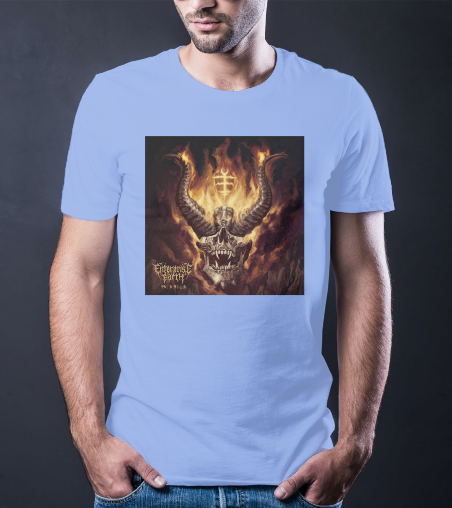 Enterprise Earth Death Magick Fiery Horned Skull T-Shirt