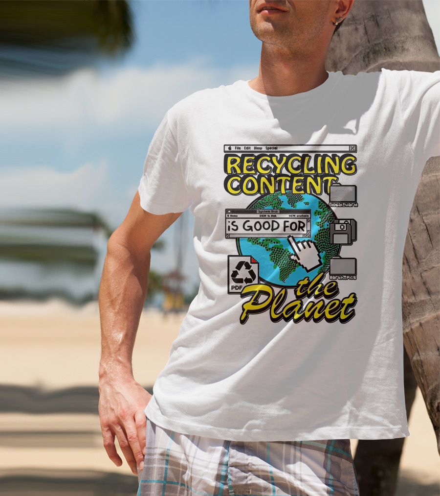 Recycling Content System Disk PDF Global Warm Earth Pics The Planet T-Shirt
