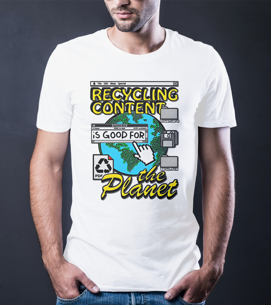 Recycling Content System Disk PDF Global Warm Earth Pics The Planet T-Shirt