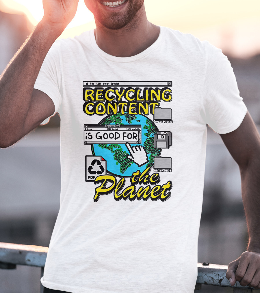 Recycling Content System Disk PDF Global Warm Earth Pics The Planet T-Shirt