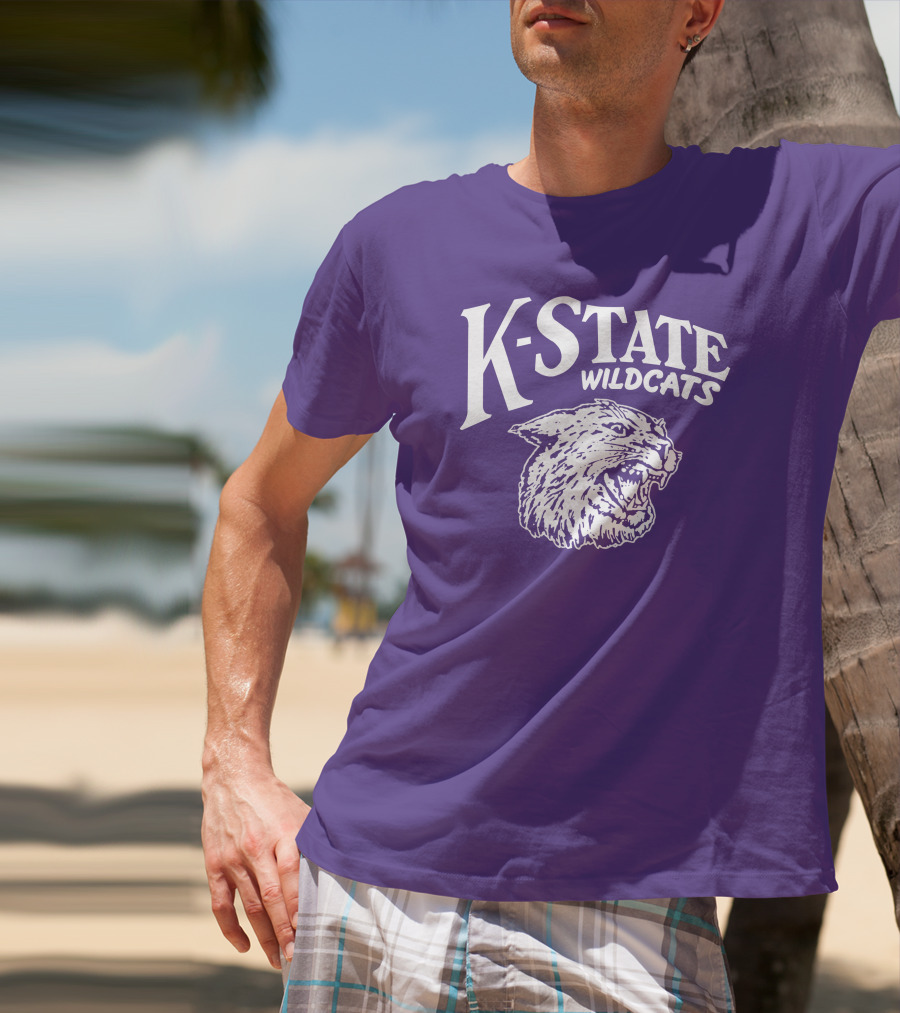 Charlie Hustle K-State Wildcats Vintage Purple Mascot T-Shirt