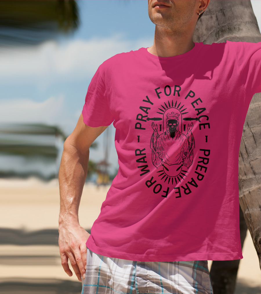 Lord Bell Pray For Peace Prepare For War Skeleton Halo T-Shirt