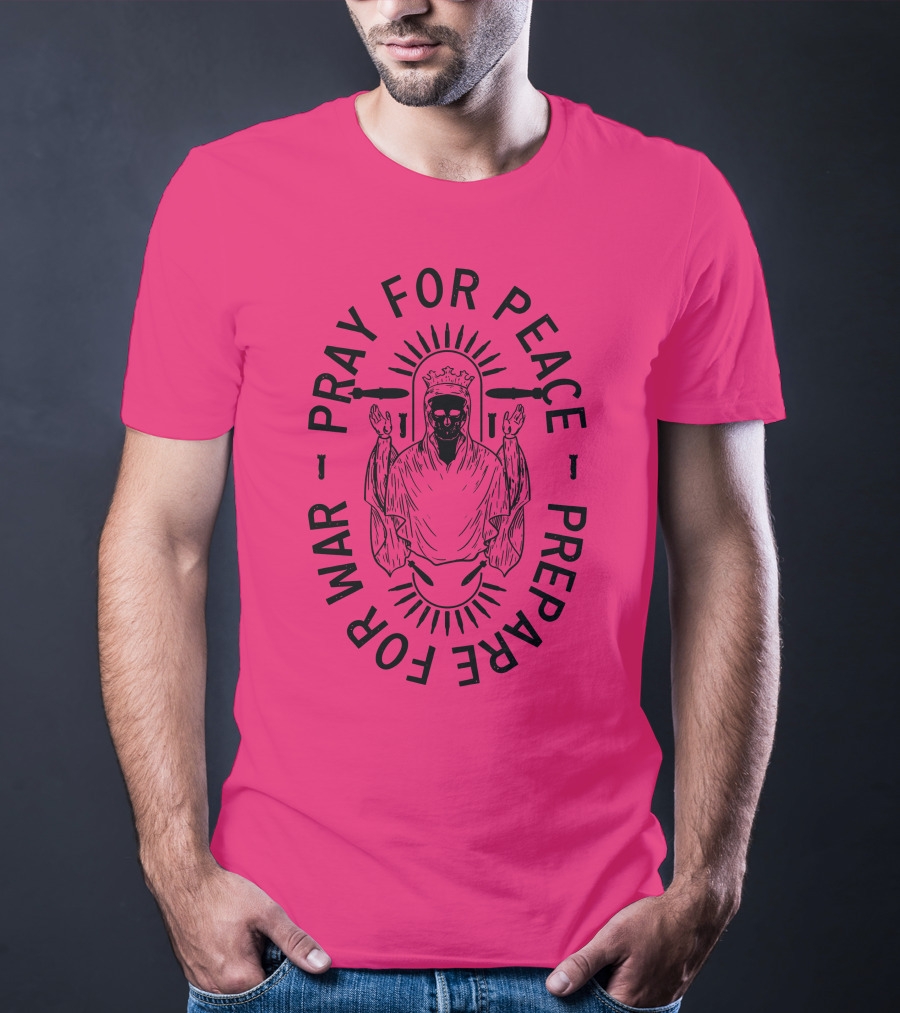 Lord Bell Pray For Peace Prepare For War Skeleton Halo T-Shirt