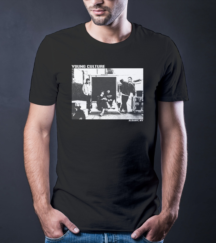 Young Culture Live Hanging Out In Albany NY Black And White Band Photo T-Shirt