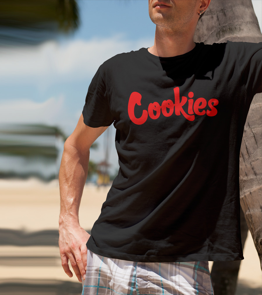 Matt Price Wears Cookies Text In Red T-Shirt