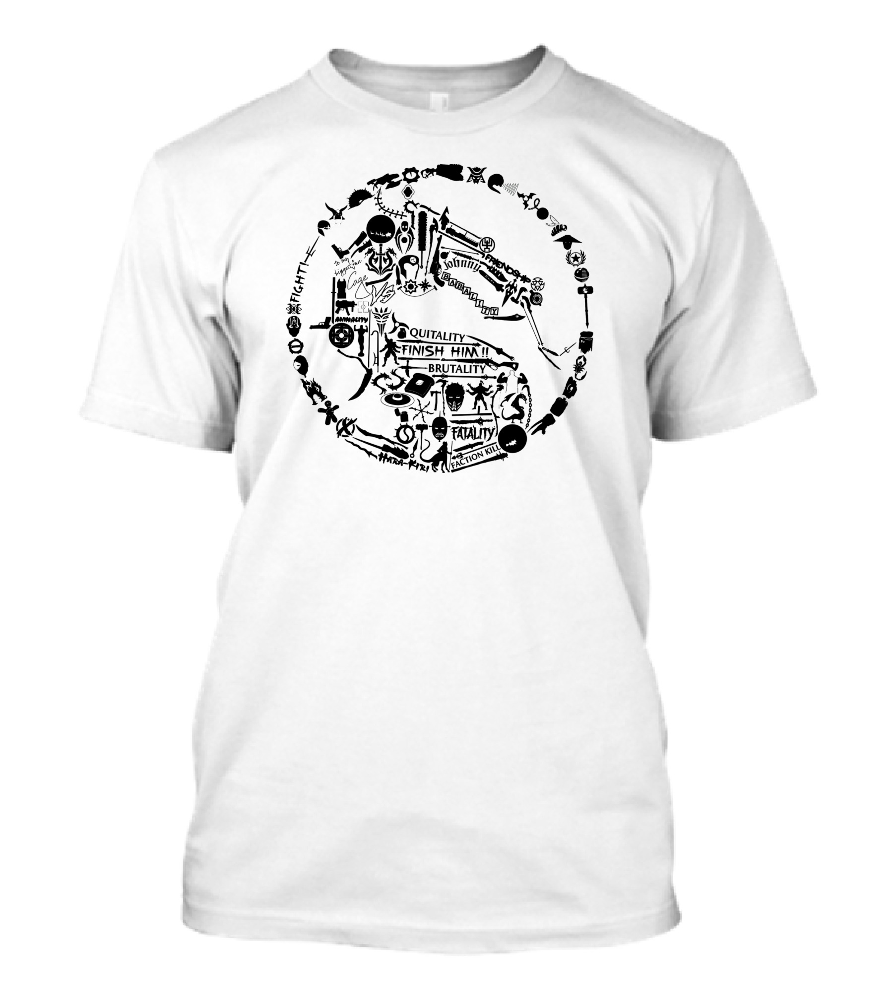 Quitality Finish Him Brutality Fatality Reaction Kill Fight Club Martial Arts Chaos T-Shirt