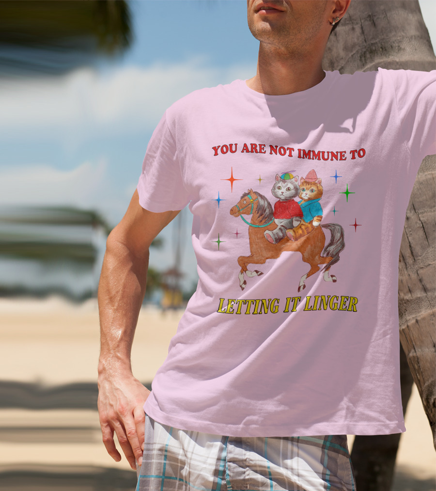 You Are Not Immune To Letting It Linger Cats On Horse With Colorful Stars T-Shirt