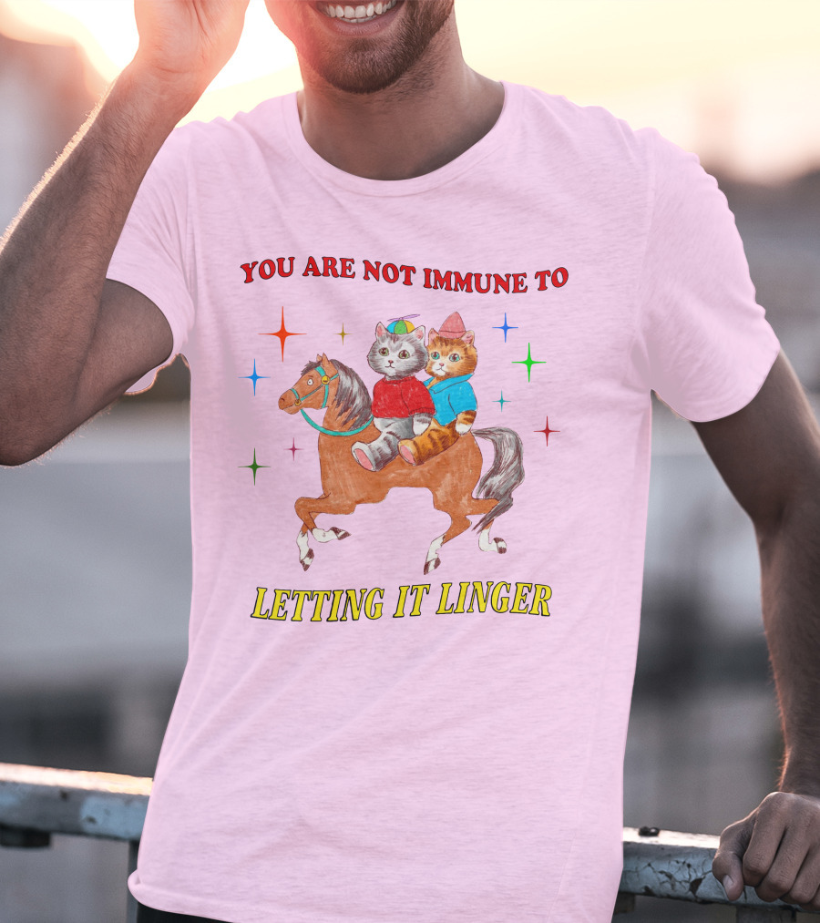 You Are Not Immune To Letting It Linger Cats On Horse With Colorful Stars T-Shirt