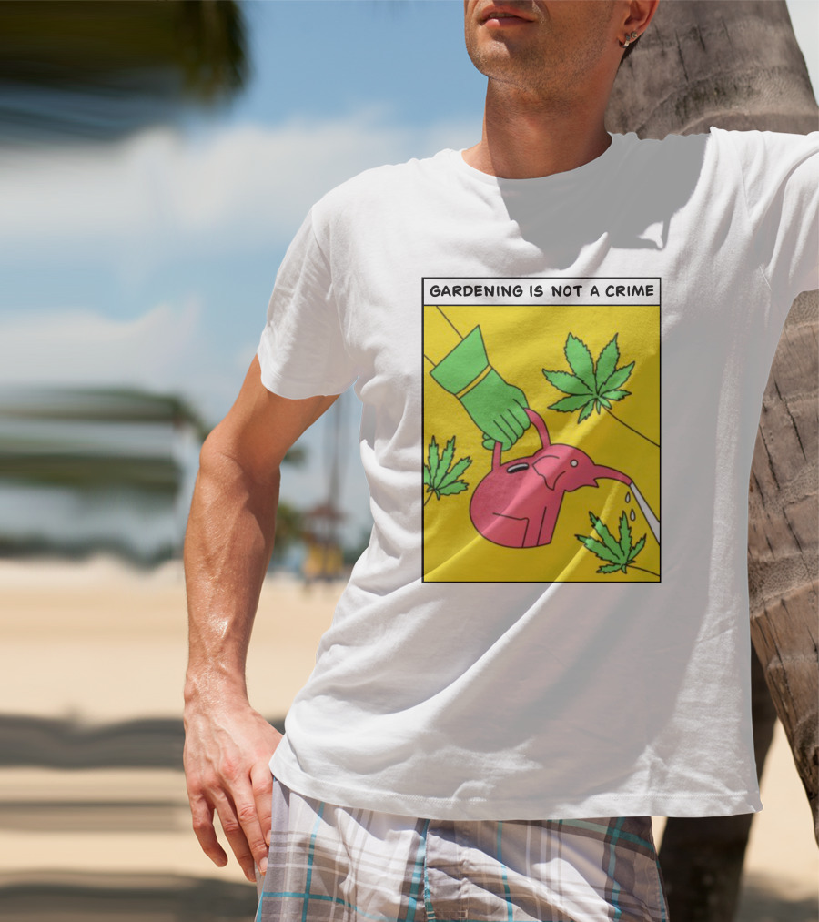 Gardening Is Not A Crime Hand Watering Can Cannabis Leaves T-Shirt