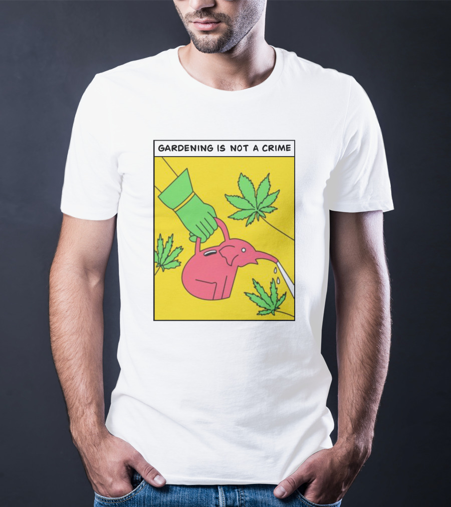 Gardening Is Not A Crime Hand Watering Can Cannabis Leaves T-Shirt