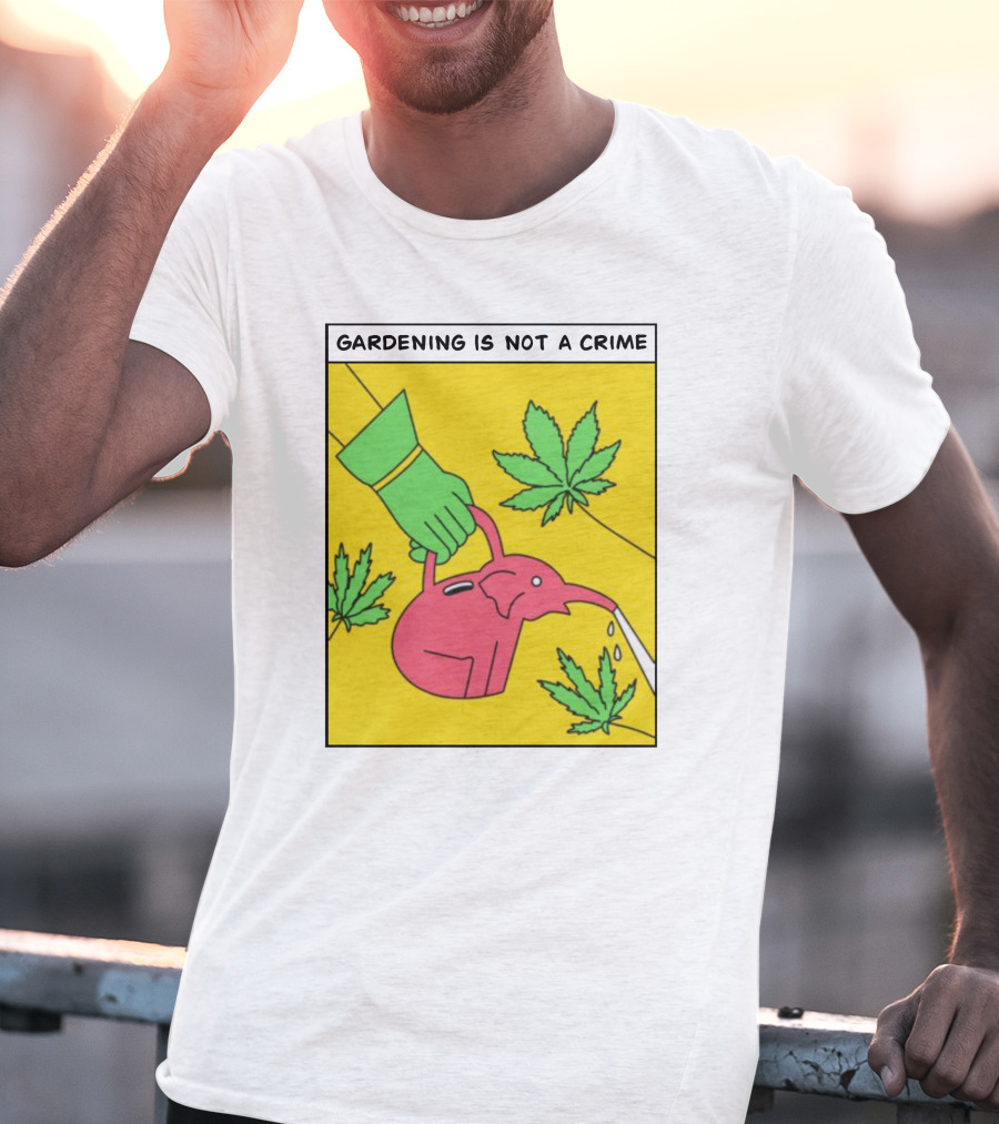 Gardening Is Not A Crime Hand Watering Can Cannabis Leaves T-Shirt