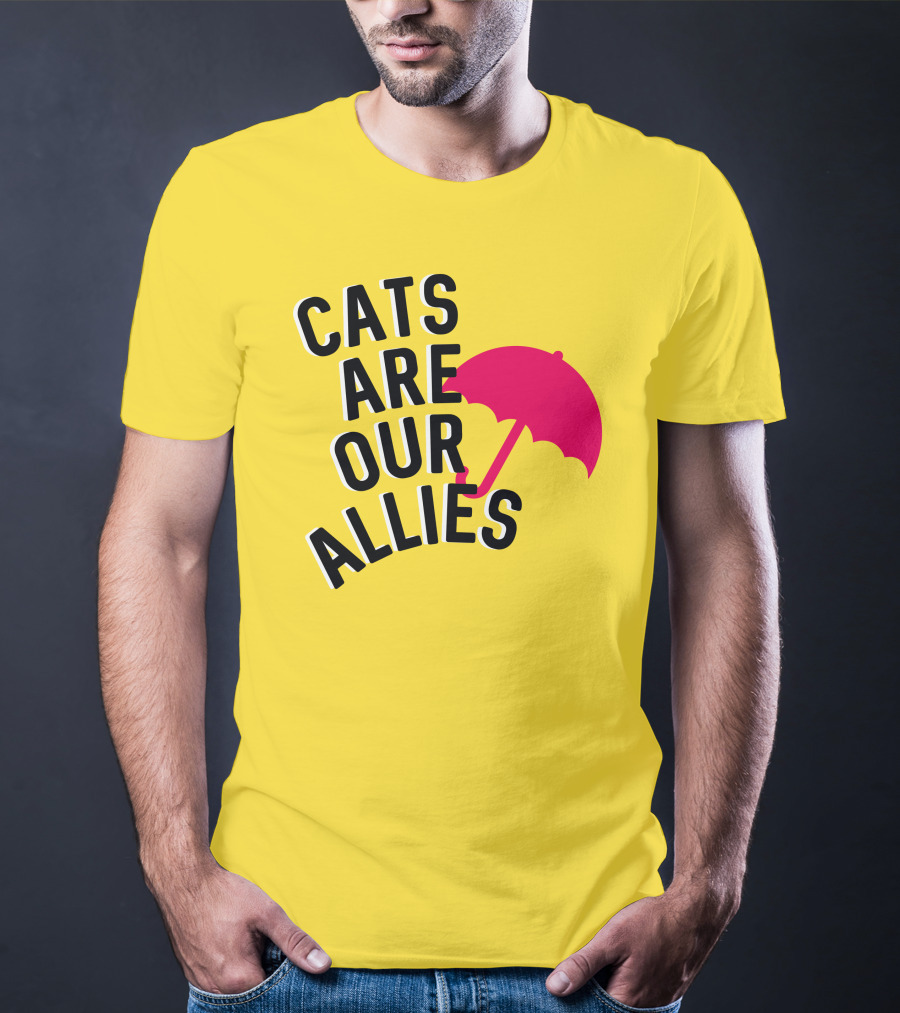 Cats Are Our Allies Red Umbrella T-Shirt
