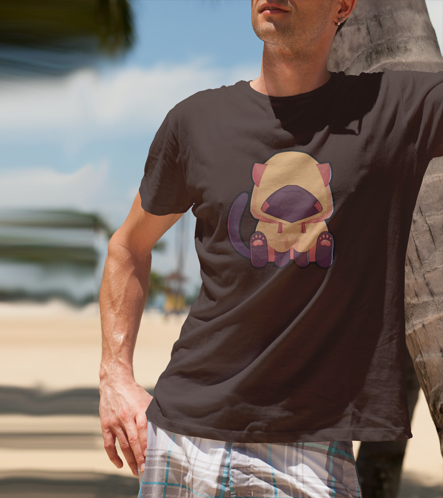 Wolfy The Witch Sitting Cat In Hooded Cloak With Paws Showing T-Shirt