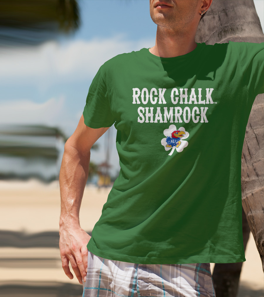 Rock Chalk Shamrock Kansas Jayhawks St Patrick’s Day Green T-Shirt