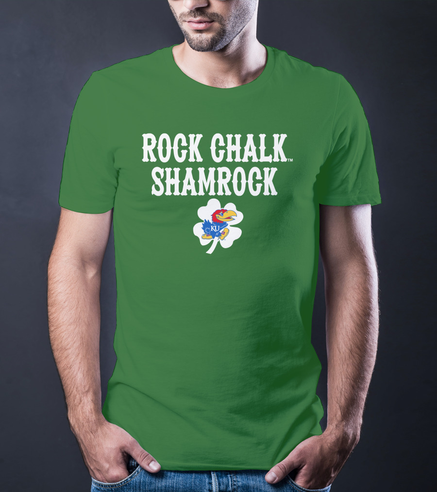 Rock Chalk Shamrock Kansas Jayhawks St Patrick’s Day Green T-Shirt