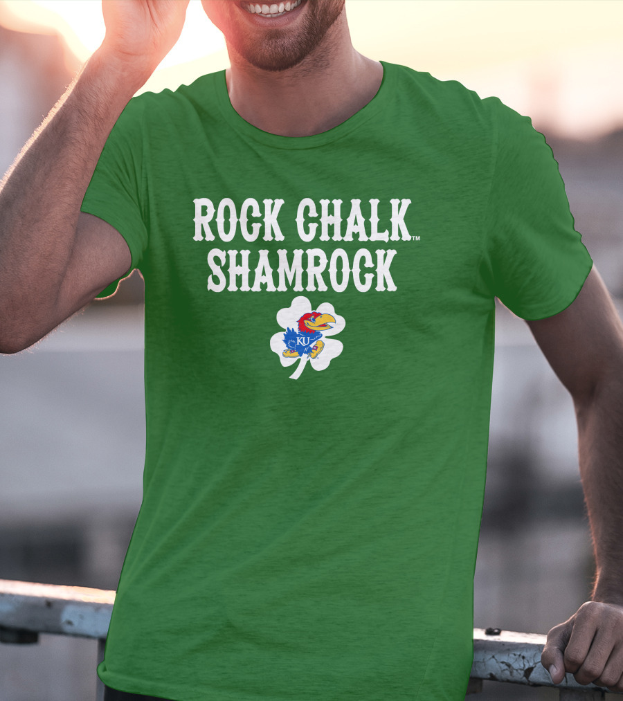 Rock Chalk Shamrock Kansas Jayhawks St Patrick’s Day Green T-Shirt