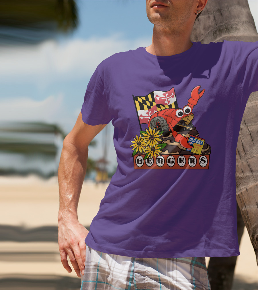 Maryland Flag Crab Bergers Old Bay Seasoning Flowers T-Shirt