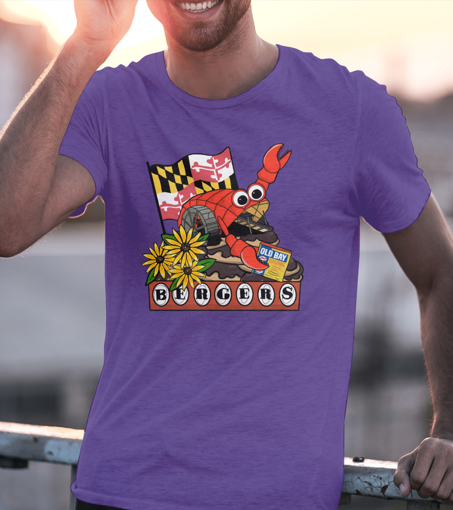 Maryland Flag Crab Bergers Old Bay Seasoning Flowers T-Shirt