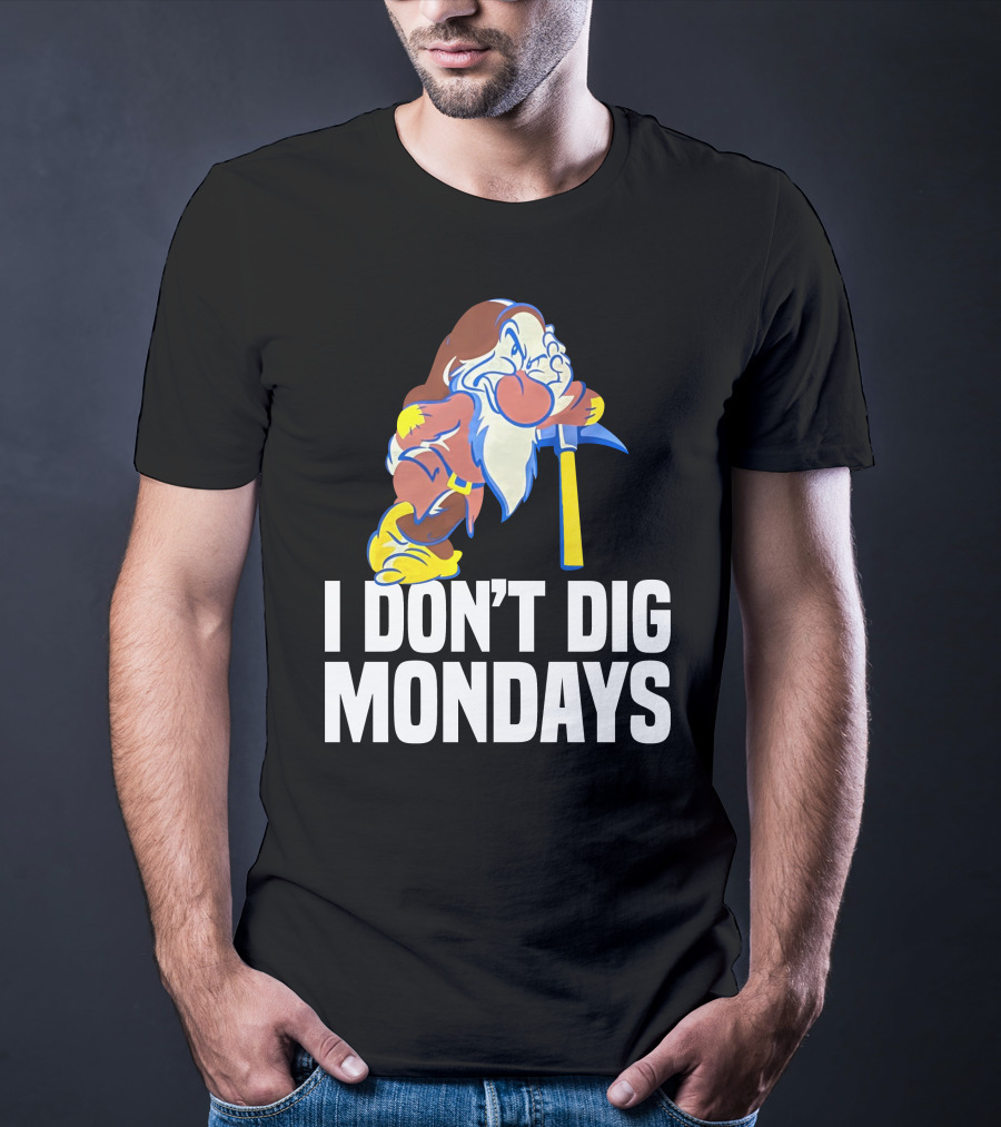 Grumpy I Don’t Dig Mondays Dwarf With Pickaxe T-Shirt