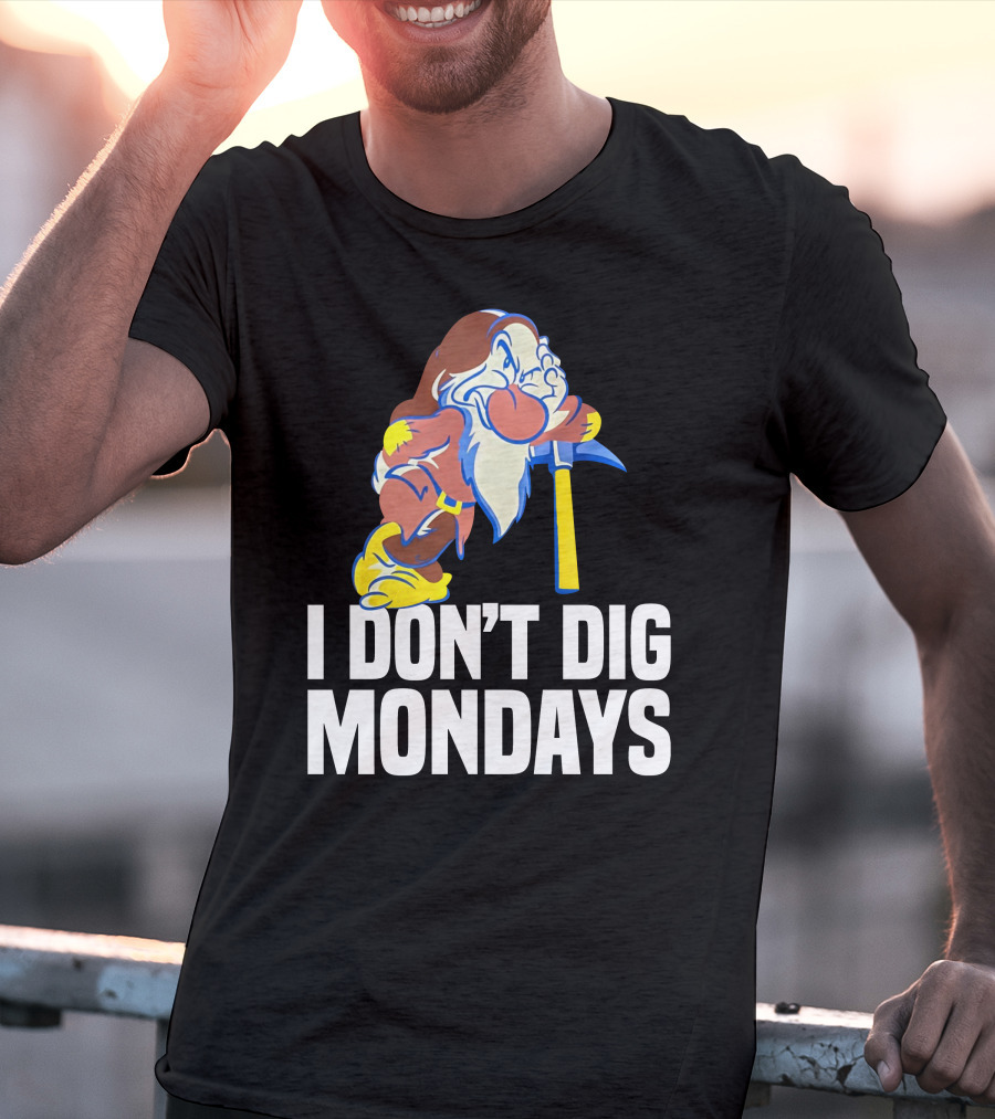 Grumpy I Don’t Dig Mondays Dwarf With Pickaxe T-Shirt
