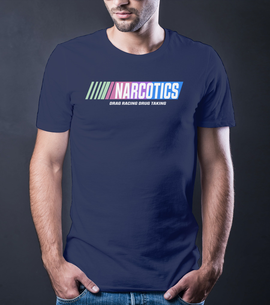 Narcotics Drag Racing Drug Taking Retro Style Racing Stripes T-Shirt
