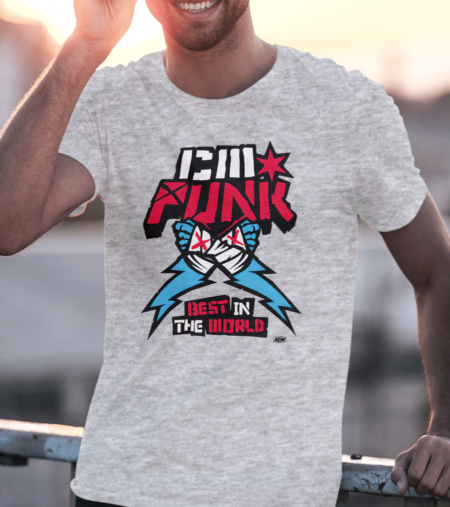 CM Punk AEW Best In The World Supercharged Ringer T-Shirt