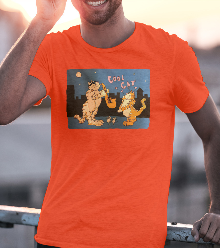 Cool Cat Night Jazz With Playful Felines And Spectators T-Shirt