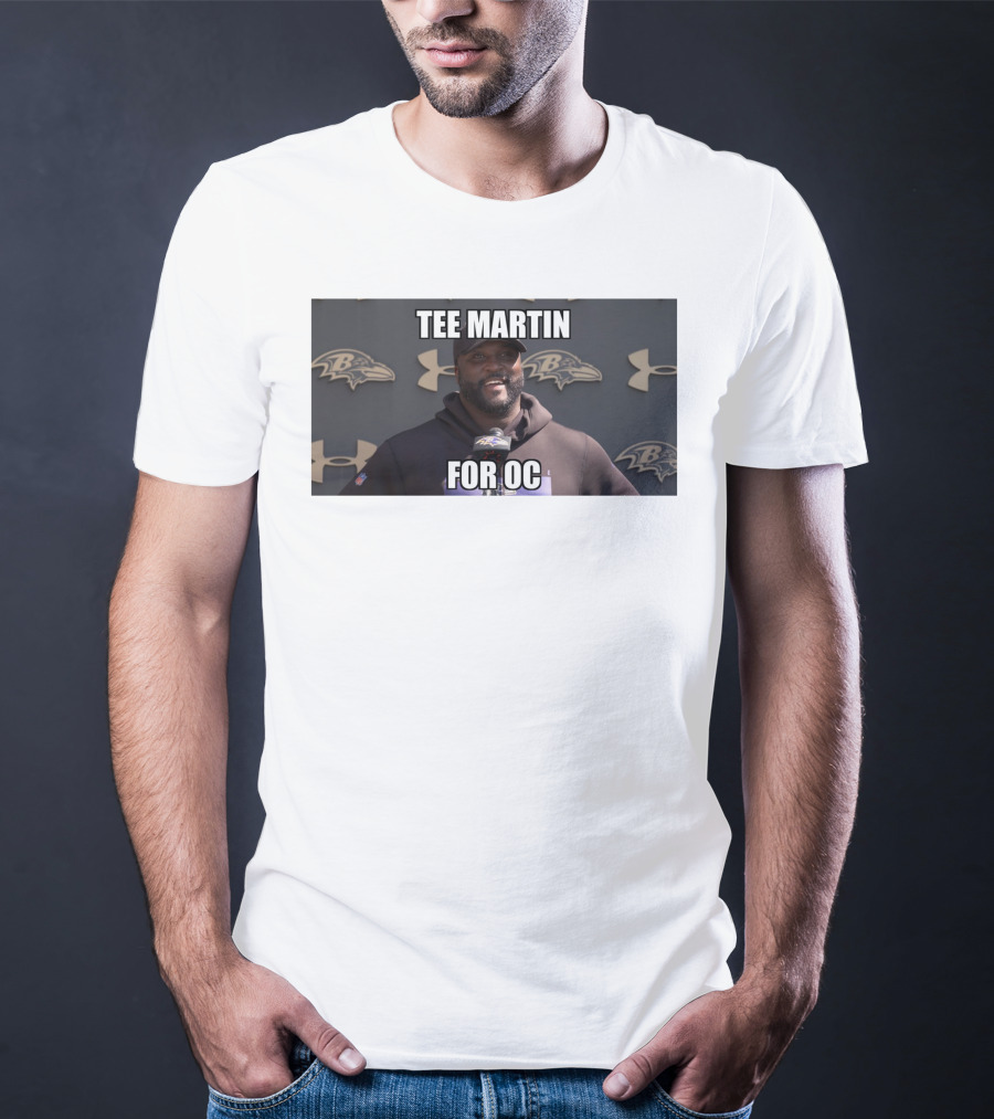 Tee Martin For OC Baltimore Ravens Coach Under Armour Background T-Shirt