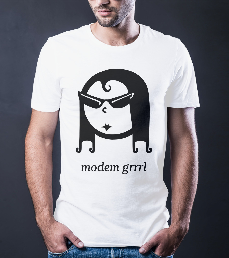Modem Grrrl Sunglasses Illustrative T-Shirt