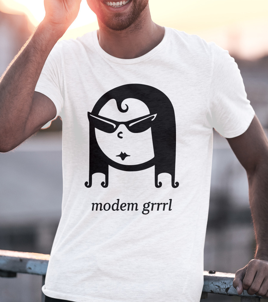 Modem Grrrl Sunglasses Illustrative T-Shirt