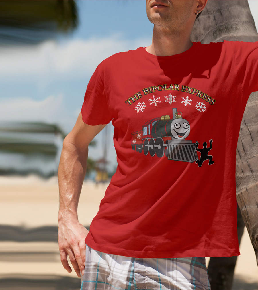 THE BIPOLAR EXPRESS Christmas Train Snowflakes T-Shirt