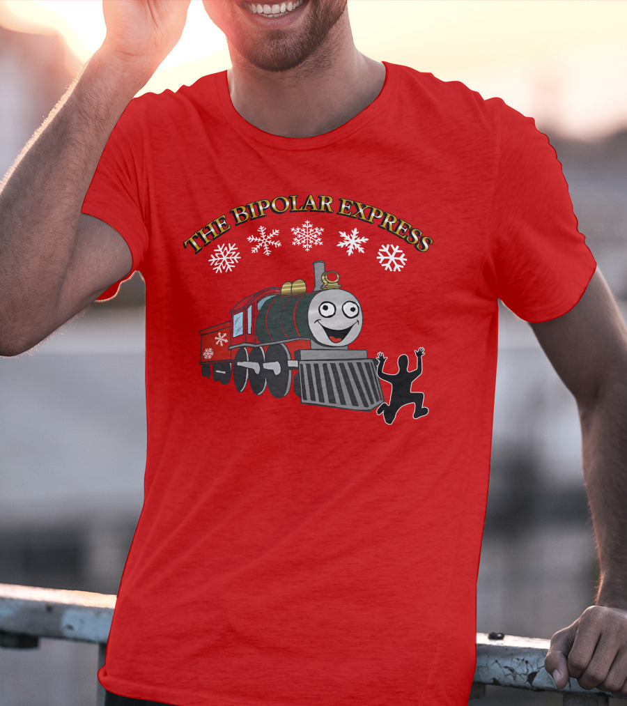 THE BIPOLAR EXPRESS Christmas Train Snowflakes T-Shirt