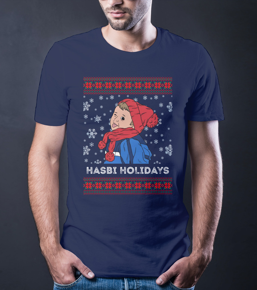 Hasbulla Merch Hasbi Holidays Snowflakes And Knit T-Shirt