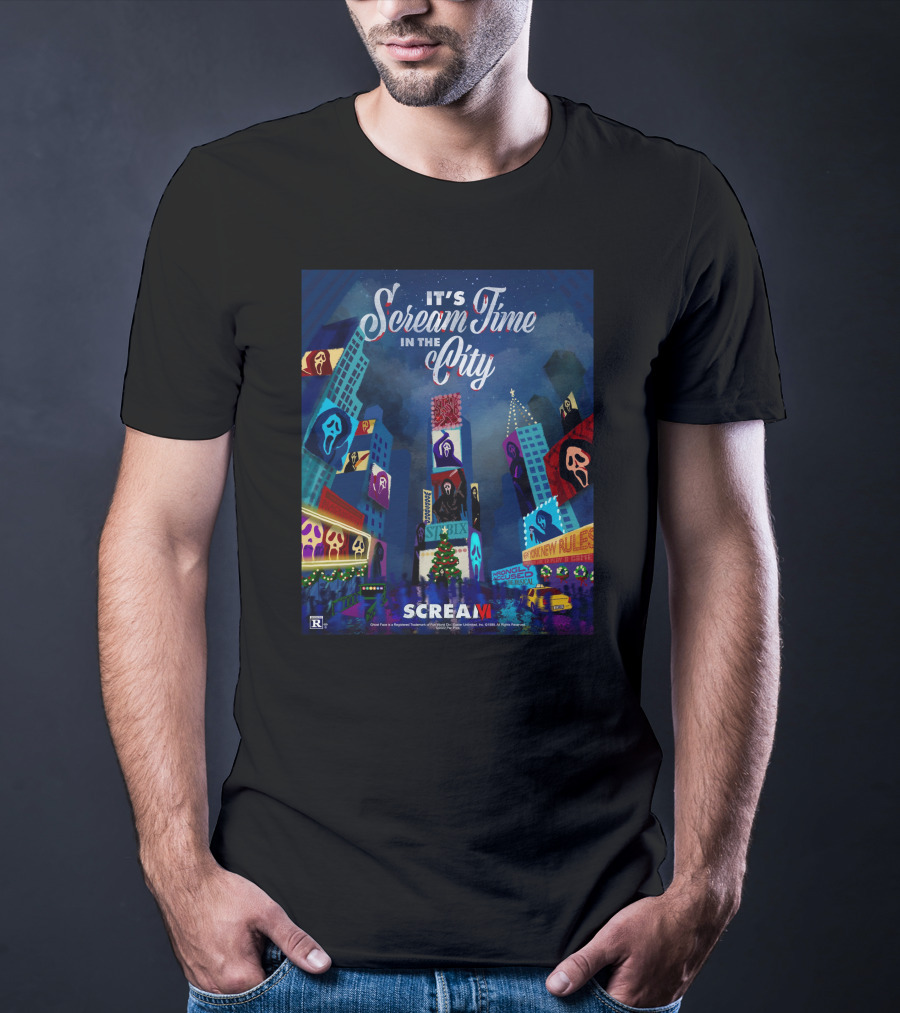 Scream Time In The City With Ghostface Masks And Skyscrapers T-Shirt