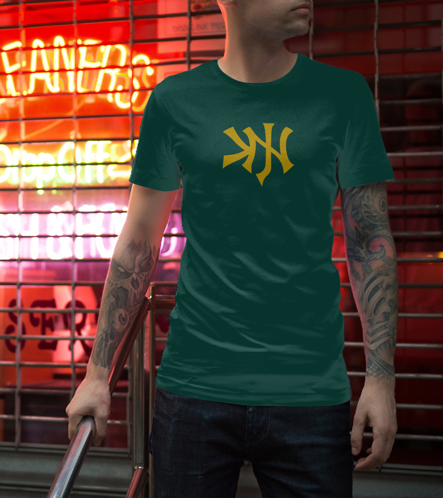 Knj Fanjoy Yankees Logo Green Gold T-Shirt