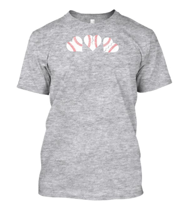 The Three Baseball Hearts Pattern Red Stitching T-Shirt