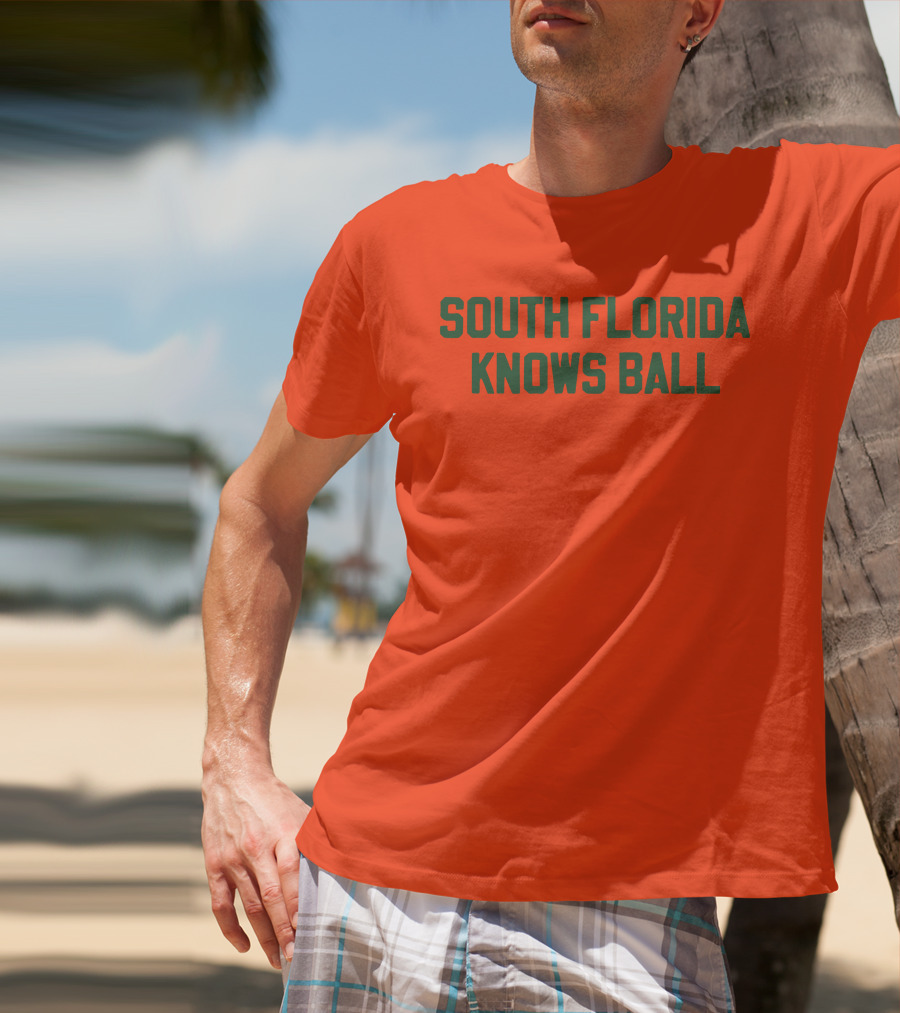 South Florida Knows Ball Bold Green Text On Orange T-Shirt
