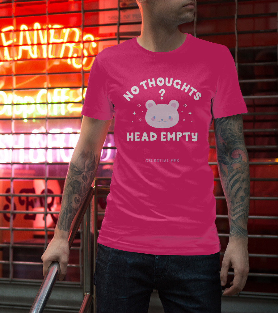 No Thoughts Head Empty Bear With Celestial Fox Stars T-Shirt