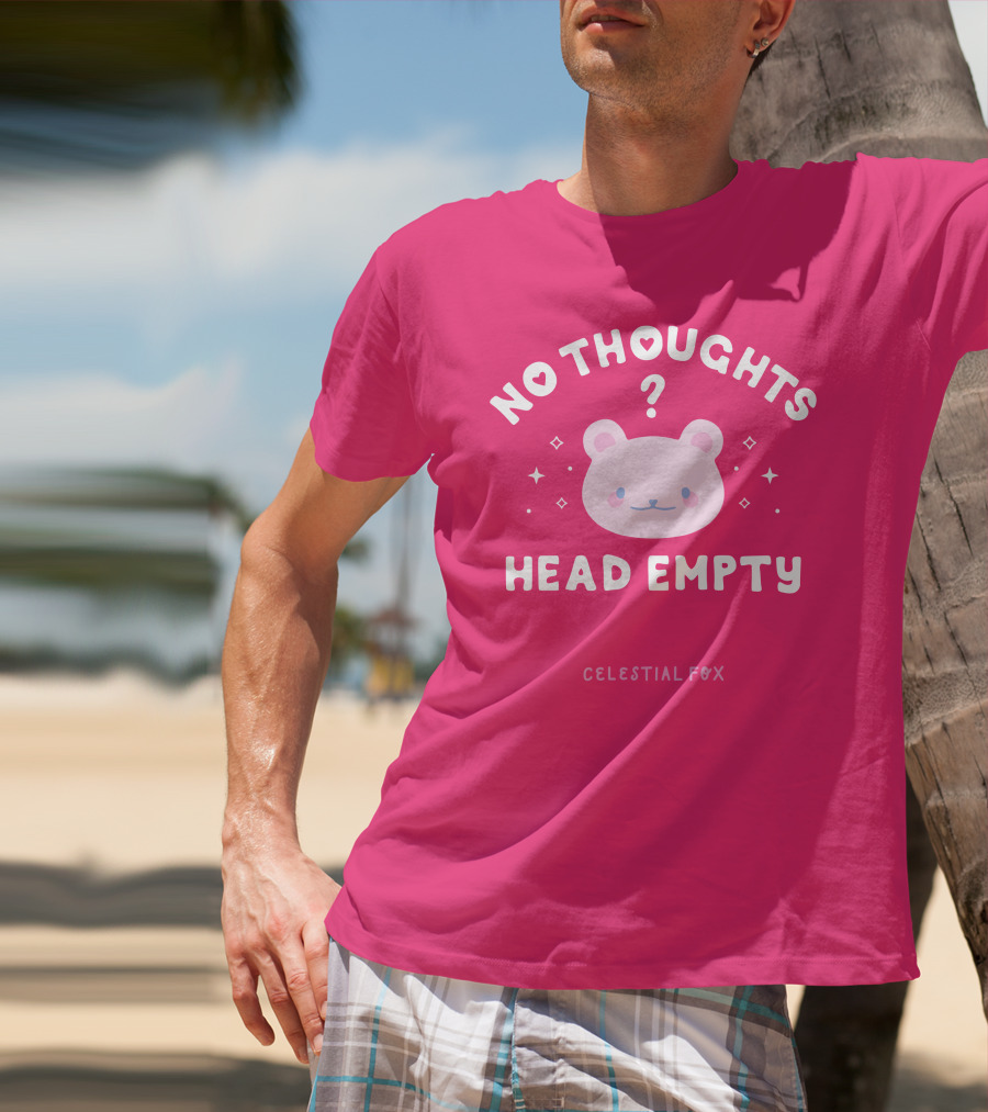 No Thoughts Head Empty Bear With Celestial Fox Stars T-Shirt