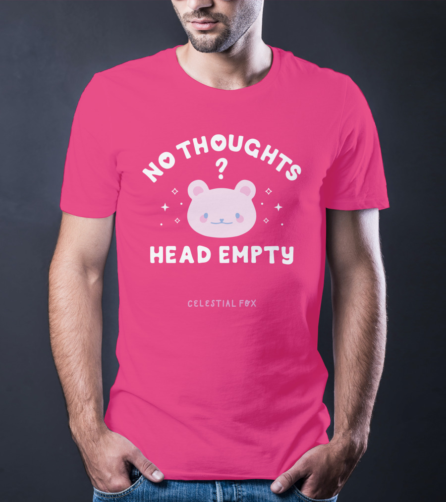No Thoughts Head Empty Bear With Celestial Fox Stars T-Shirt