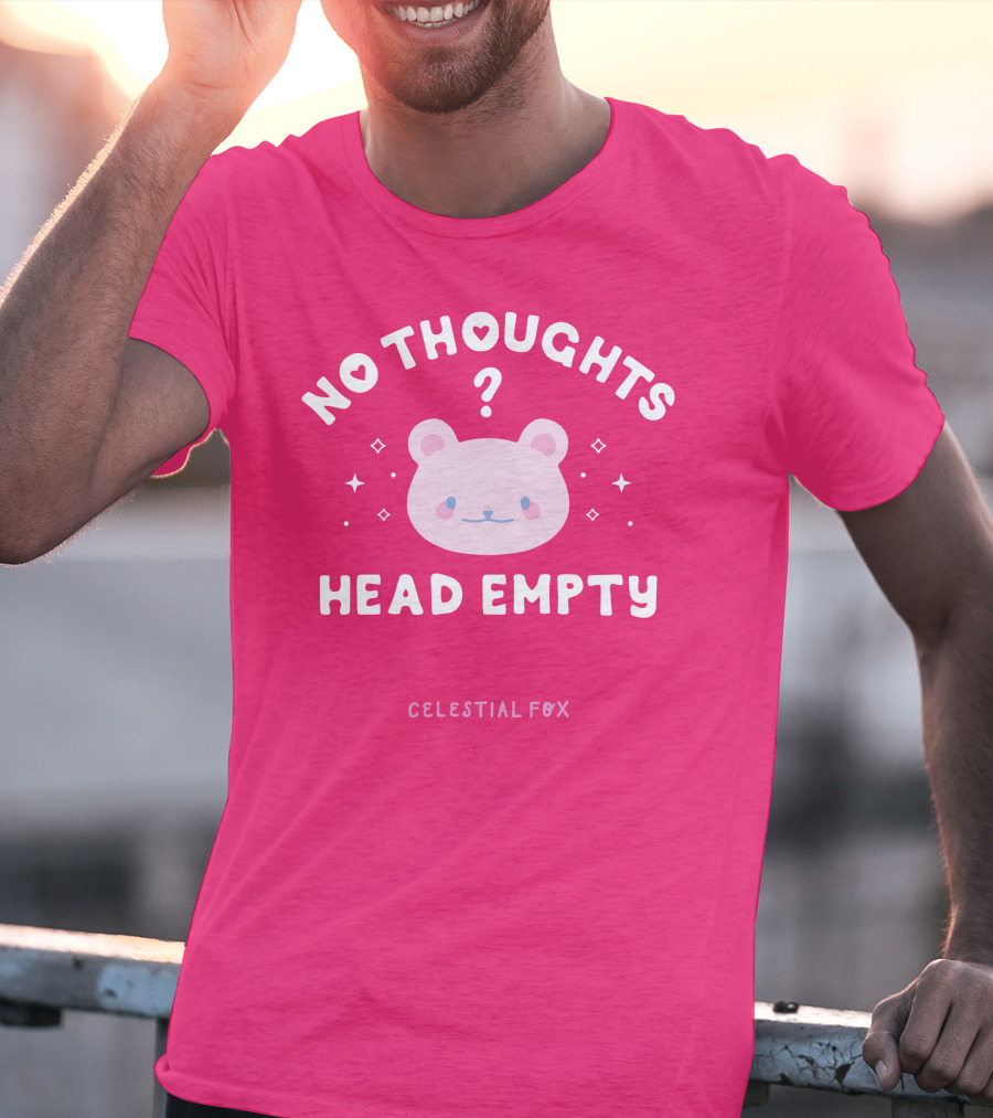 No Thoughts Head Empty Bear With Celestial Fox Stars T-Shirt
