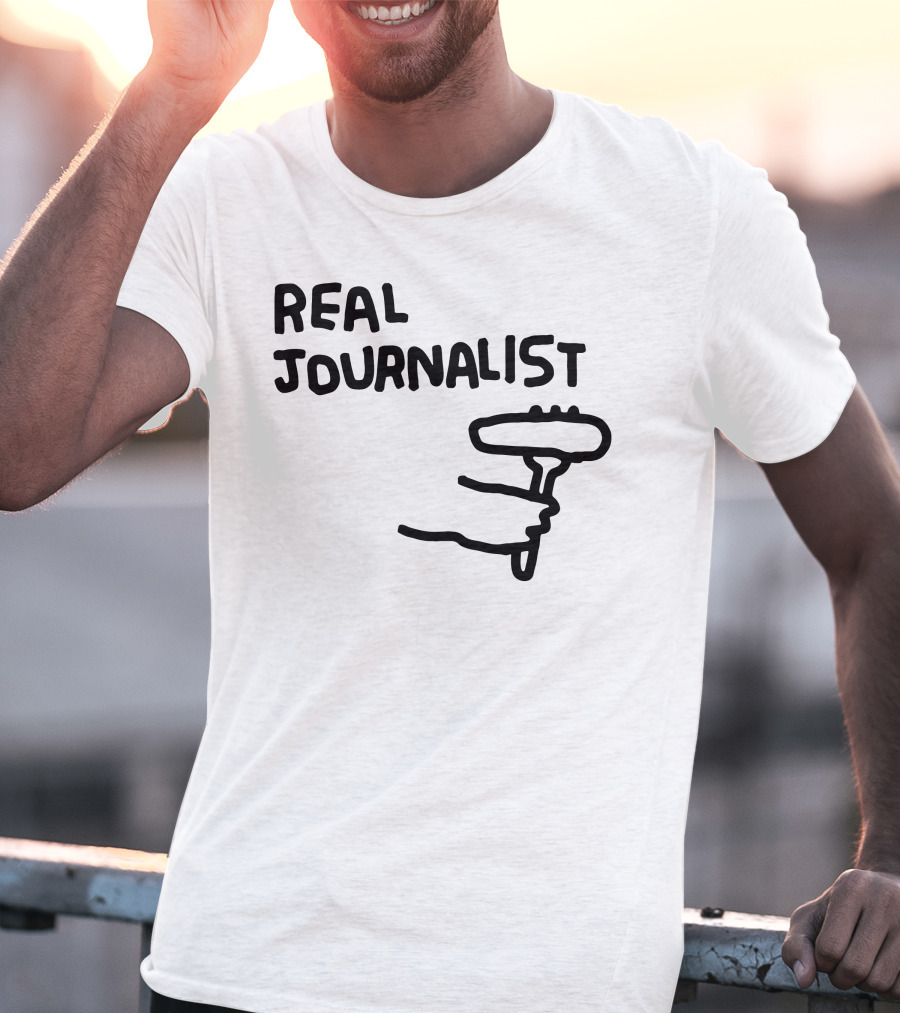 Real Journalist Microphone Holder Sketch T-Shirt