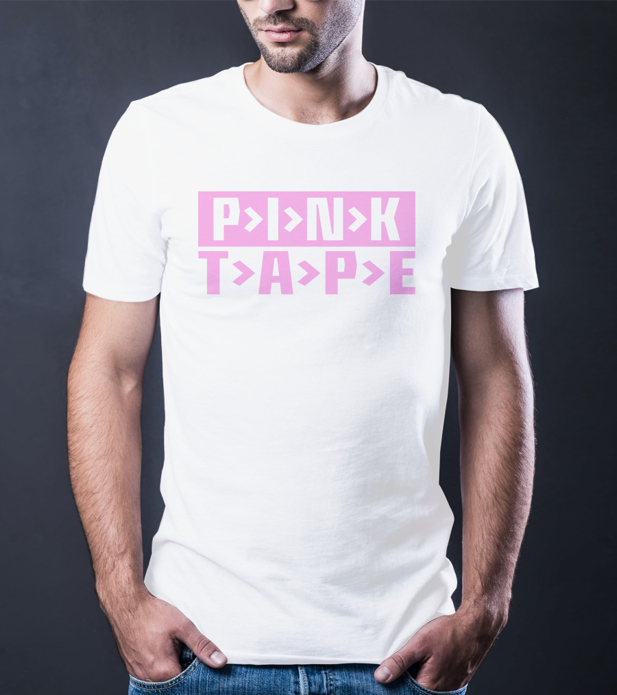 PINK TAPE Arrow Typography T-Shirt