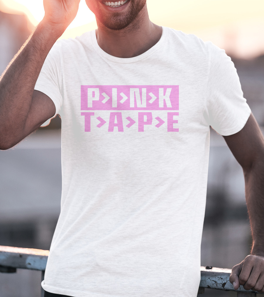 PINK TAPE Arrow Typography T-Shirt
