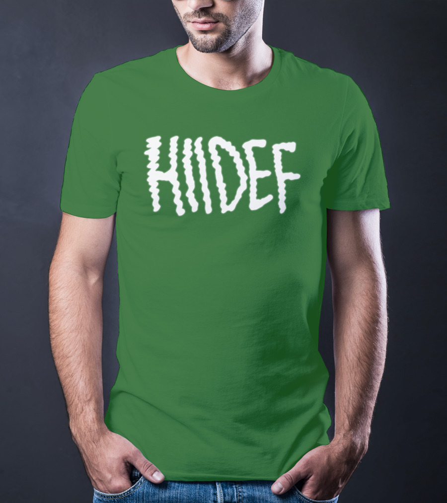 Hdi Hiidef White Text On Green Background T-Shirt