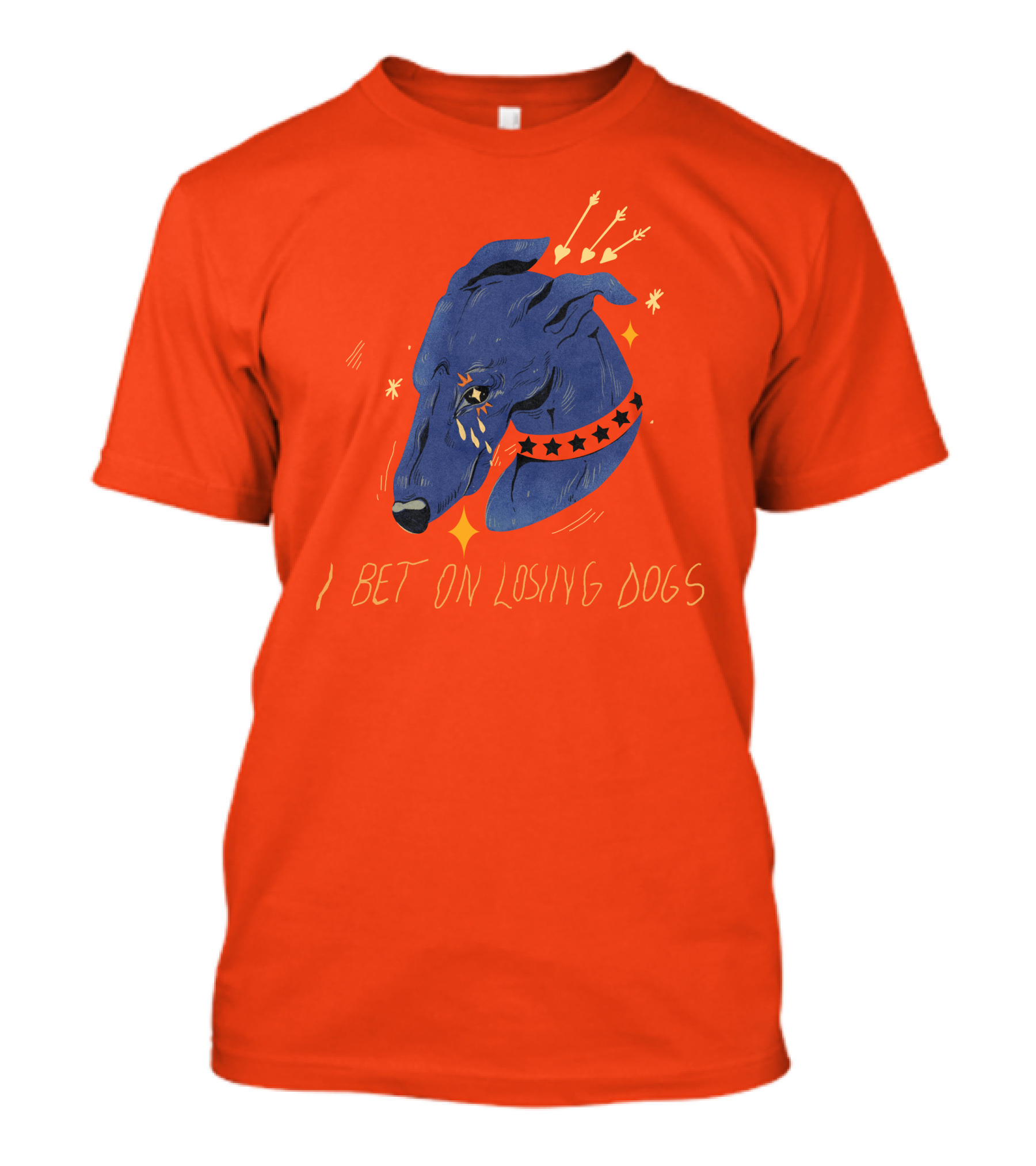 Galactix I Bet On Losing Dogs Blue Greyhound With Stars And Arrows T-Shirt